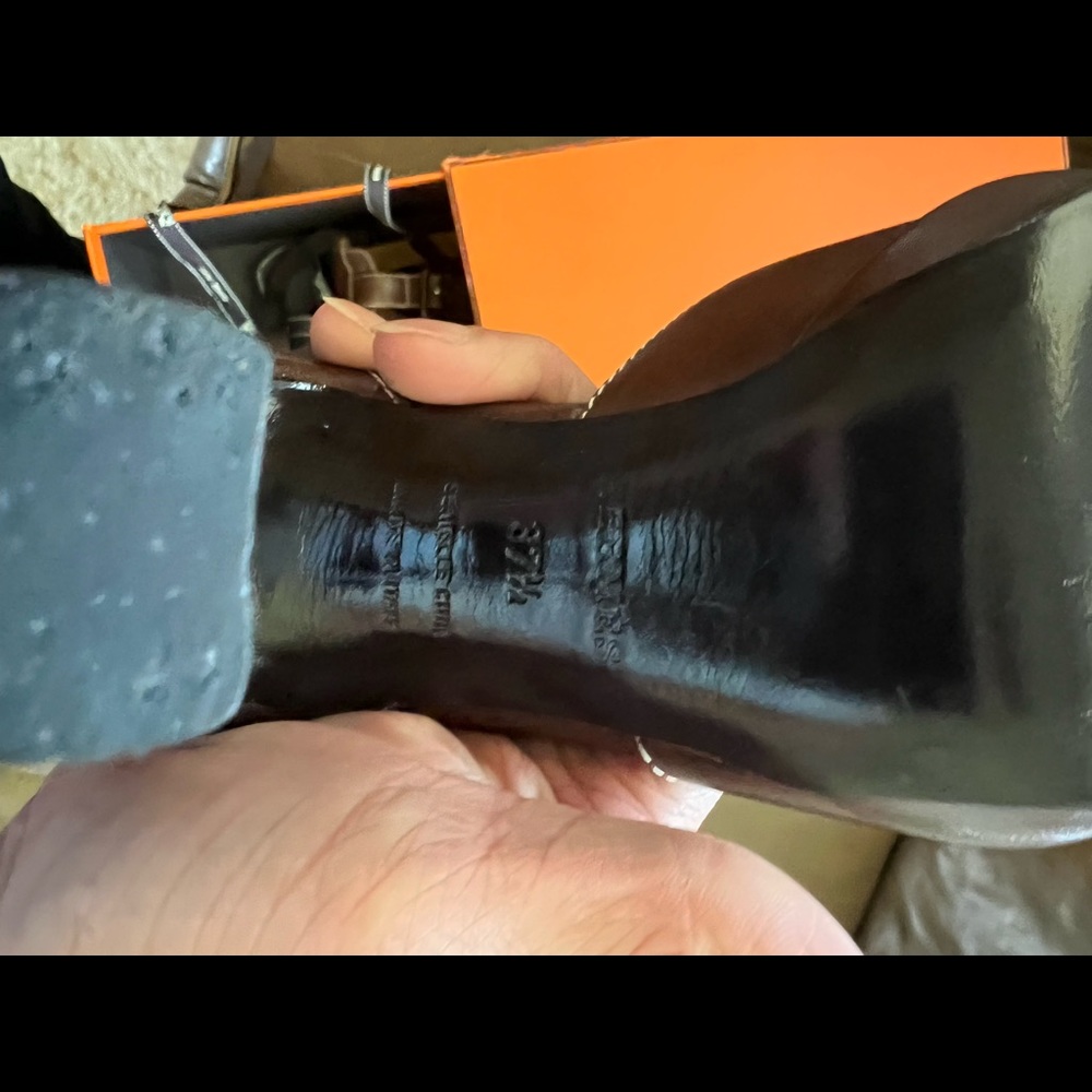 Hermes Leather Sandals - Brown - 37.5 - Picture 9 of 10